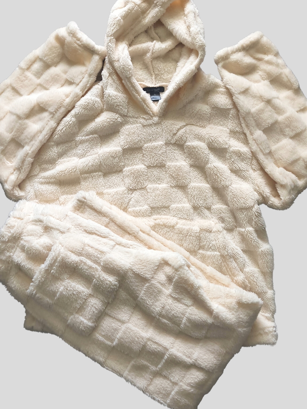 Cozy Hooded Plush Lounge Set in Cream
